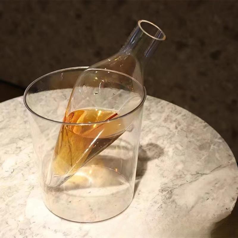 Crystal Glass Wine Decanter Set,Champagne&White Wine Hand-Blown Pitcher,Home Bar Ice Bucket and Tabletop Decorative Ornament