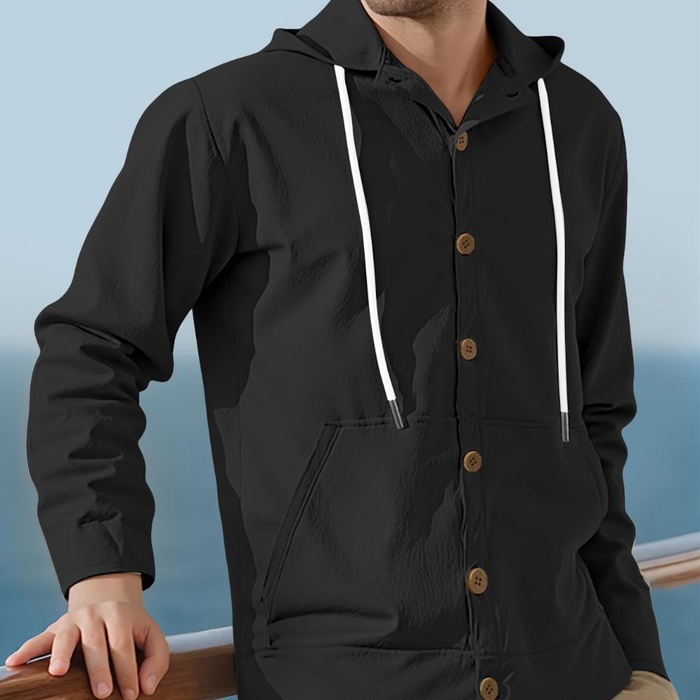 Men's Hoodie Linen Vintage Spring and Autumn Shirt Casual Loose Long Sleeved Clothes High Quality Trendy Men's Clothing