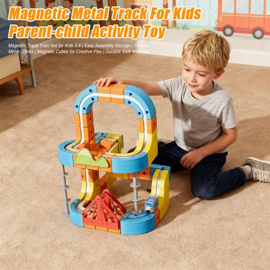 1 Set Magnetic Track Train Toy Kit Kids DIY Rail Building Gravity-Defying