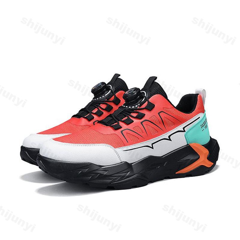 Fashion Rotating Button Men's Shoes 2025 Summer Mesh Breathable Outdoor Sports Shoes Thick Sole Height Increasing Fashion Trend Sneakers