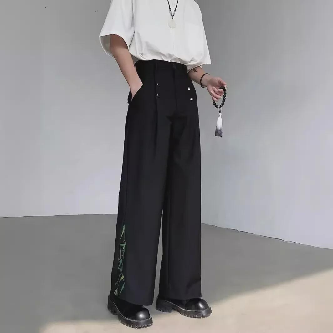 

2024 Men s Korean Style Trendy Loose Casual Wide-Leg Summer Pants 2XL чорний