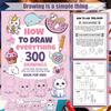 Wie man alles zeichnet für Malbegeisterte,300 niedliche Schritt-für-Schritt einfache Zeichnungen von Tieren, Essen, Geschenken und mehr Malbuch