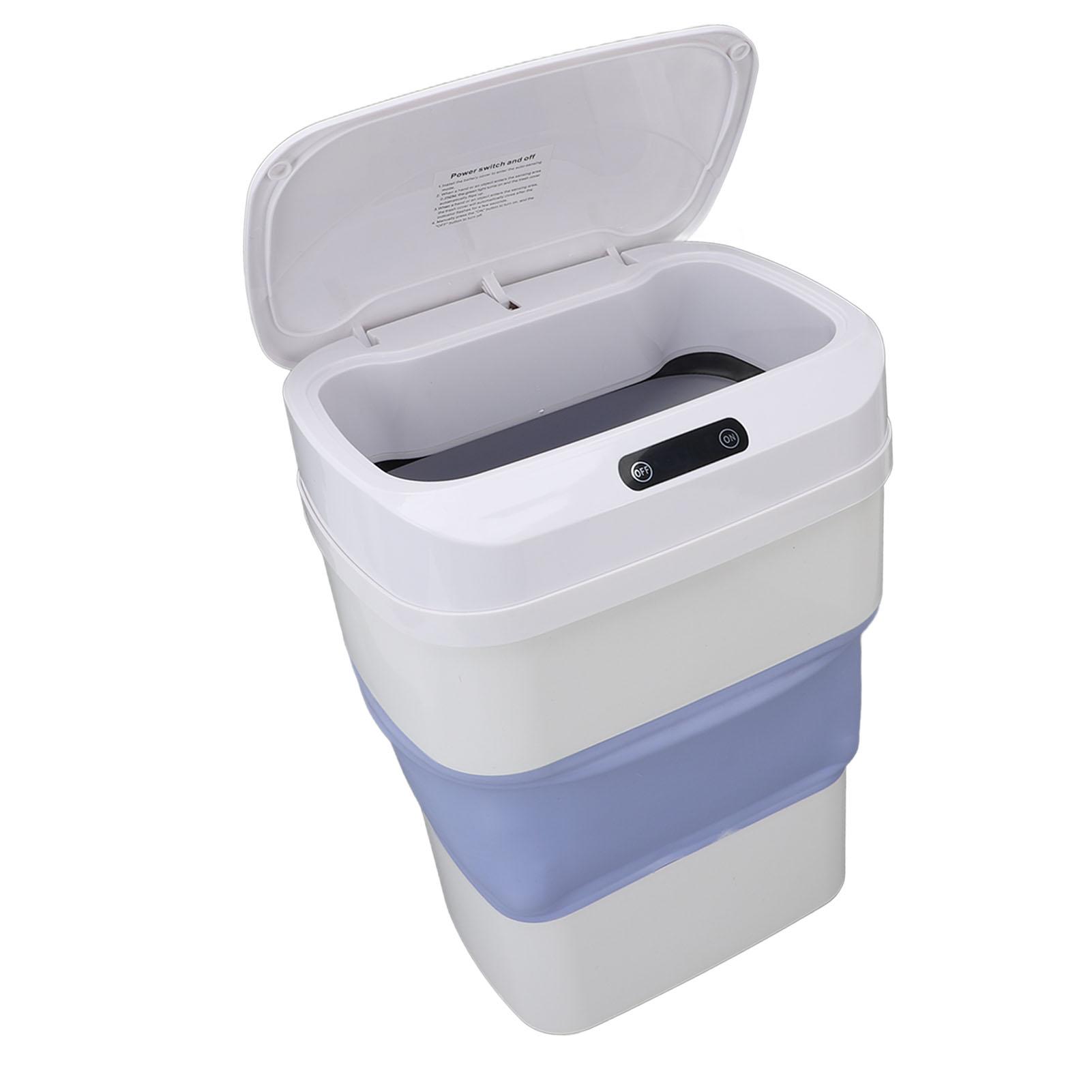 

17.5L Trash Can Touchless Motion Sensor Plastic Foldable Smart Garbage Can with Lid for Kitchen