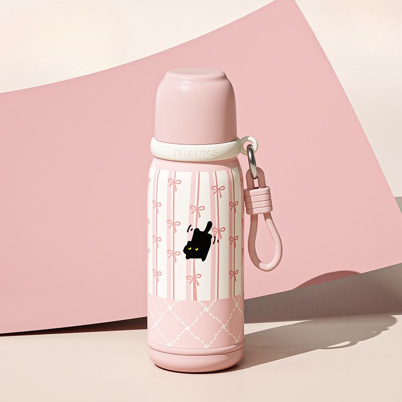 Nový vysoce kvalitní termohrnek z nerezové oceli s vysokým vzhledem a dvojitým nápojem, dámský, krásný, s brčkem, doprovodný hrnek