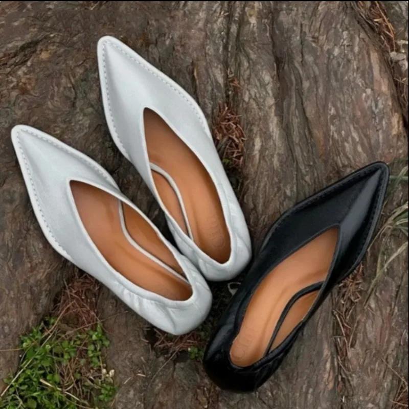 Fashion Pointed Toe Single Shoes Women's Shoes 2025 Summer New Gentle Solid Color Versatile Slip-on Scoop Shoes