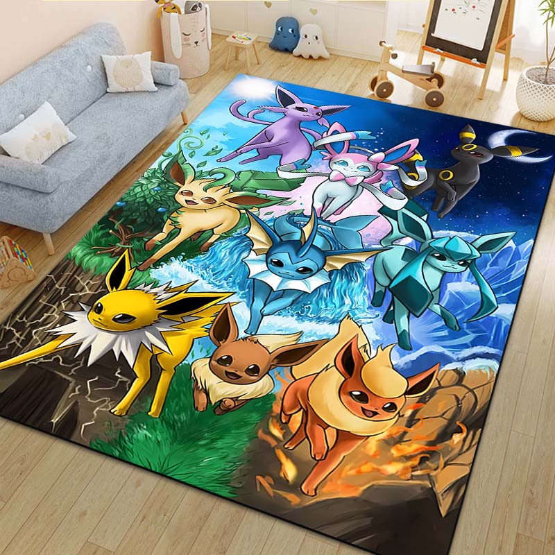 Cute P0kem0n Eevee Fusion Pattern Carpet Home Large Area Rug Bedroom Living Room Sofa Study Non-slip Mats Gift Next Day Shipping