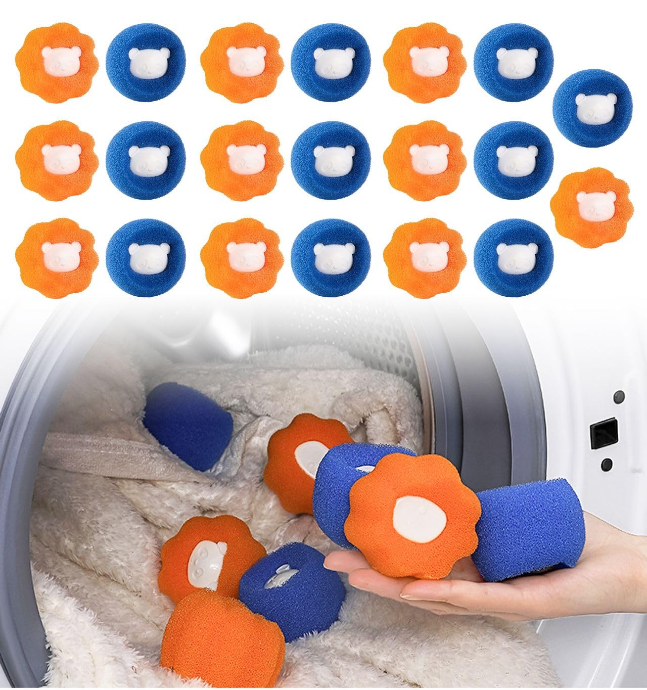 

NYANDELMO ND-0031-R019 Laundry Sponges, Laundry Balls, Tangle Removal, Hair Removal, Lint Removal, Washing Machine Compatible, 20 Pieces