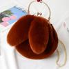Plush rabbit bag female oblique cross Korean version cute portable fluffy bag autumn and winter new rabbit ear clip bag clip bag