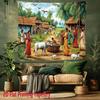 Colorful Village Life Digital printing polyester wall tapestry suitable for use in living rooms bedrooms offices bars party