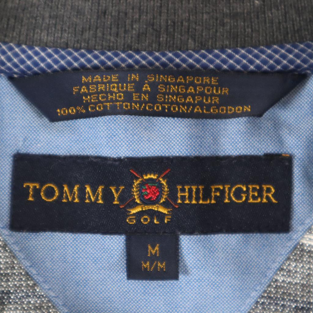 TOMMY HILFIGER Border Pattern golf Short sleeve Polo shirt M gray Men's Used