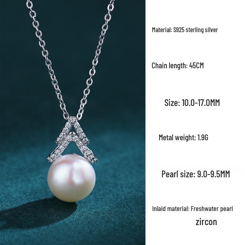 Elegant S925 Sterling Silver Freshwater Pearl Pendant High-End Necklace 925 Silver