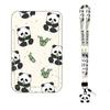 New Panda Printing Plastic Card Holder with Long Lanyard Slide Card Case ID Card Protective Cover