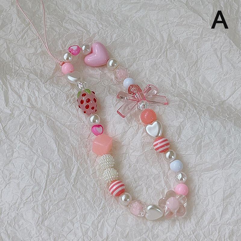 

Сладкая клубника цветок бусина ремешок для телефона шарм цепочка узел шнурок для мобильного телефона брелок женщина девушка сумка камера чехол для телефона кулон