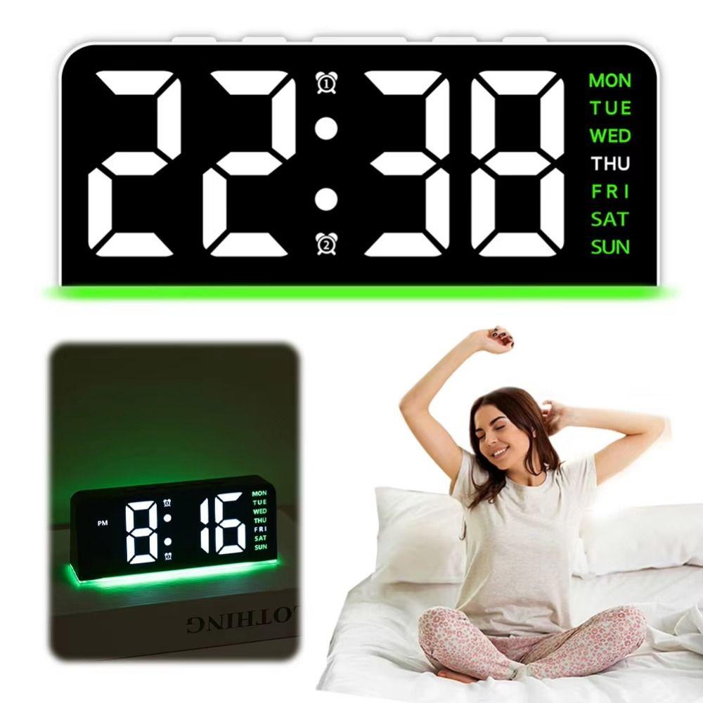 4 Levels Brightness Digital Alarm Clock Dual Alarms Electronic LED Clock  Wall-mounted Clock