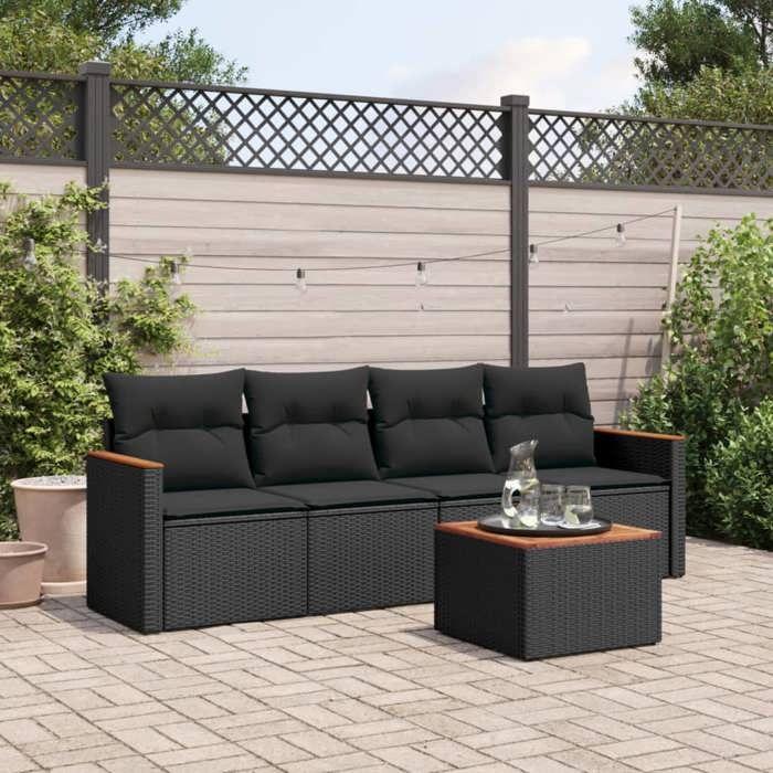 VidaXL Garden Lounge Set with Cushions 5 Pcs, Patio Sofas, Patio Furniture Set, Outdoor Furniture, Black 3258177