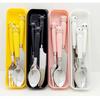 3Pcs Cute Cat Kids Tableware Set Stainless Steel Spoon Fork Chopsticks Portable Cutlery Kit For Student School Travel Use