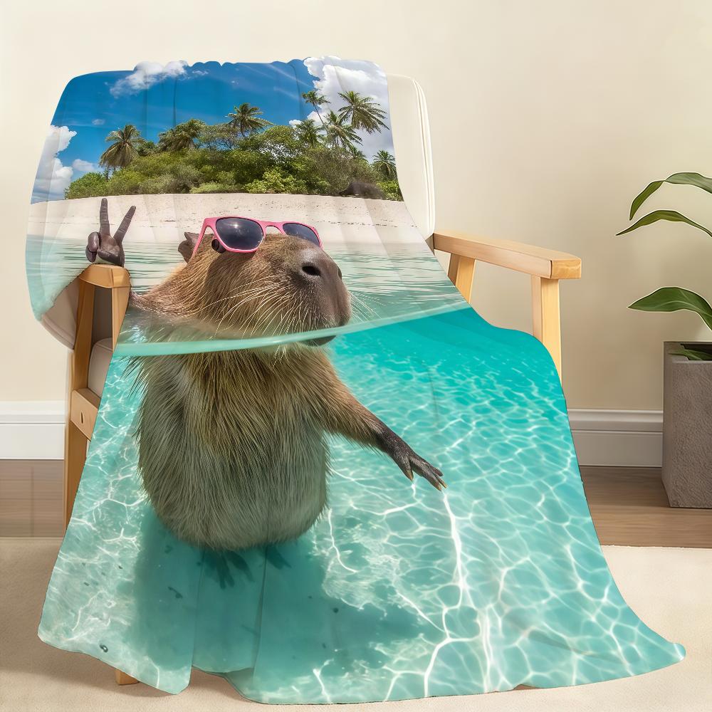Capybara summer swimming Blanket Soft Throw Blanket for Home Bedroom Bed Sofa Picnic Travel Office Rest Cover Blanket Gift