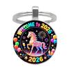 Vintage 2026 Year Of The Horse Design Dome Glass Alloy Pendant Keychain Backpack Hangings Decoration Gifts New Year