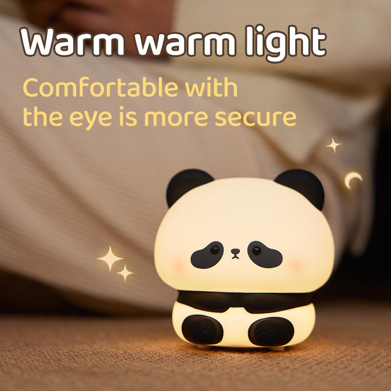 4Styles Panda LED-Nachtlicht, süße Silikonlampe, Babyzimmer, Touch-Sensor, wiederaufladbar, mit 3 warmen Lichtern für das Schlafzimmer