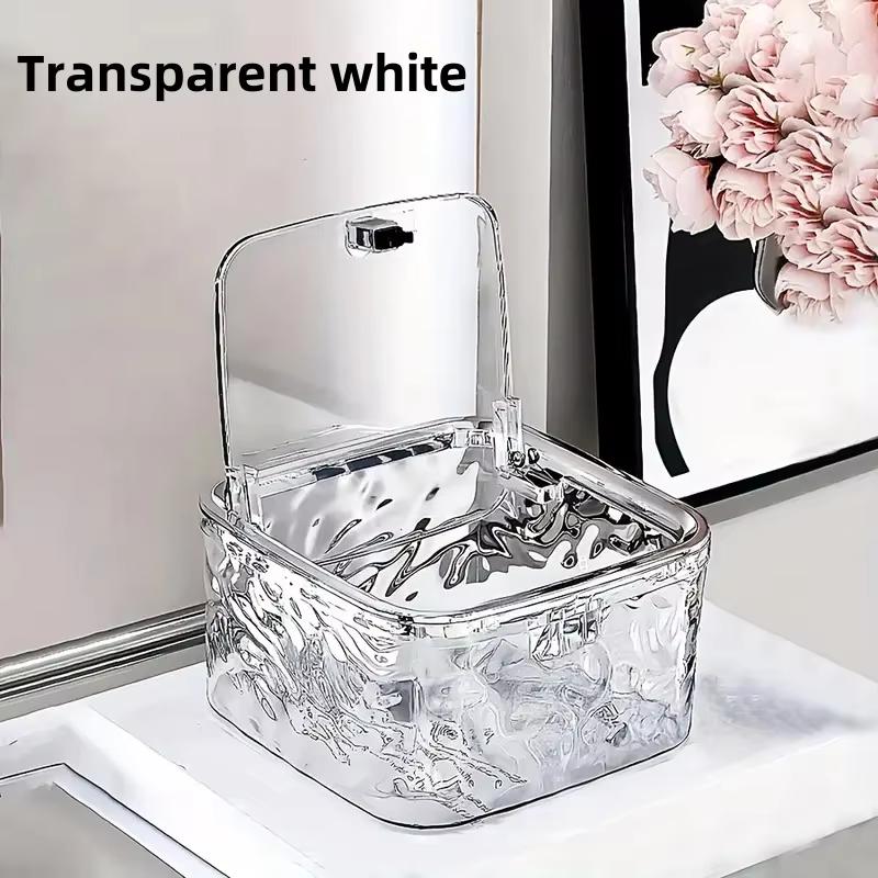 Fashion Transparent Acrylic Hair Accessory Organizer with Lid Storage Box Suitable for Hair Band Bow Hairpin Bathroom Container