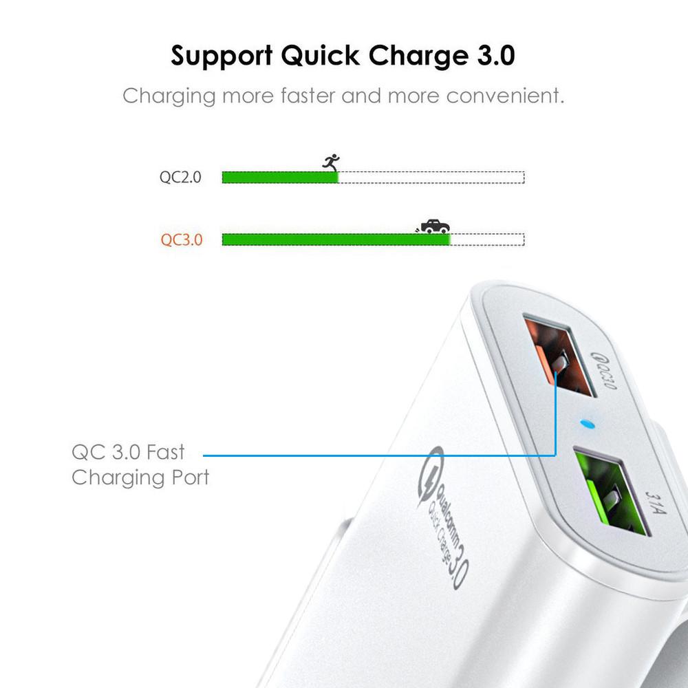 QC3.0 5.6 Ft Extension Cable 4-port USB Car Charger for Fast Charging for IPhone and Xiaomi Mobile Driving Recorder