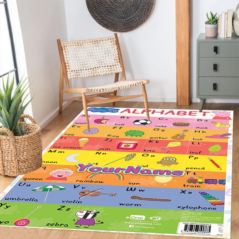 Peppa Pig Customizable Name Area Rug Perfect for Decorate room Study room Bedrooms Game Room Anti-slip Rug Office home decor Perfect Gift for Women/Me