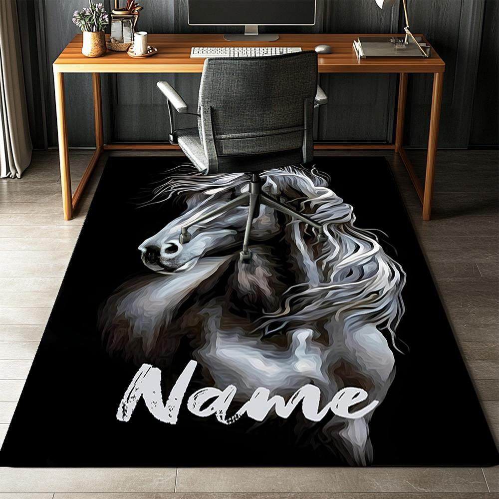 Custom Name Horse Printed Carpet,Rug for Office Chair Living Room Bedroom Kitchen Room Decor Gifts.