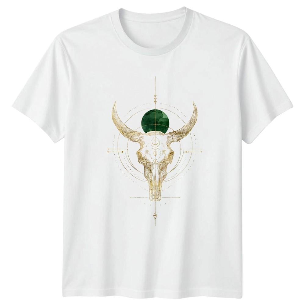 Mystic Bull Skull Gold Moon Unisexs TShirt Celestial Boho Western Birthday S