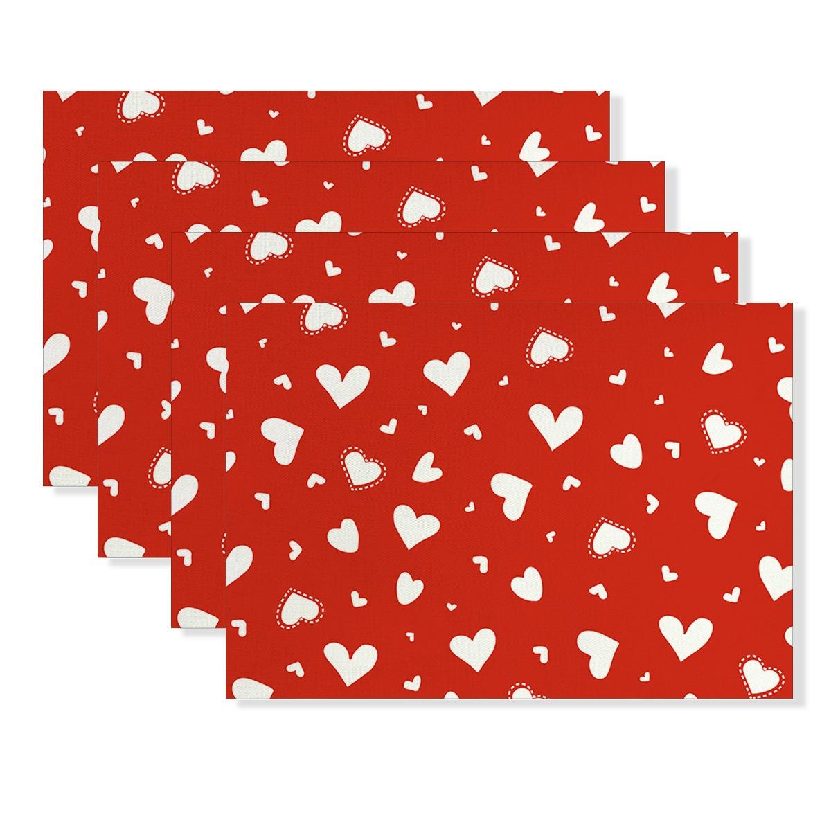 

Valentine s Day Red Love Heart Placemats St. Patrick s Day Shamrock Clover Easter Rabbit Placemat Table Mats for Kitchen Dining 1pcs