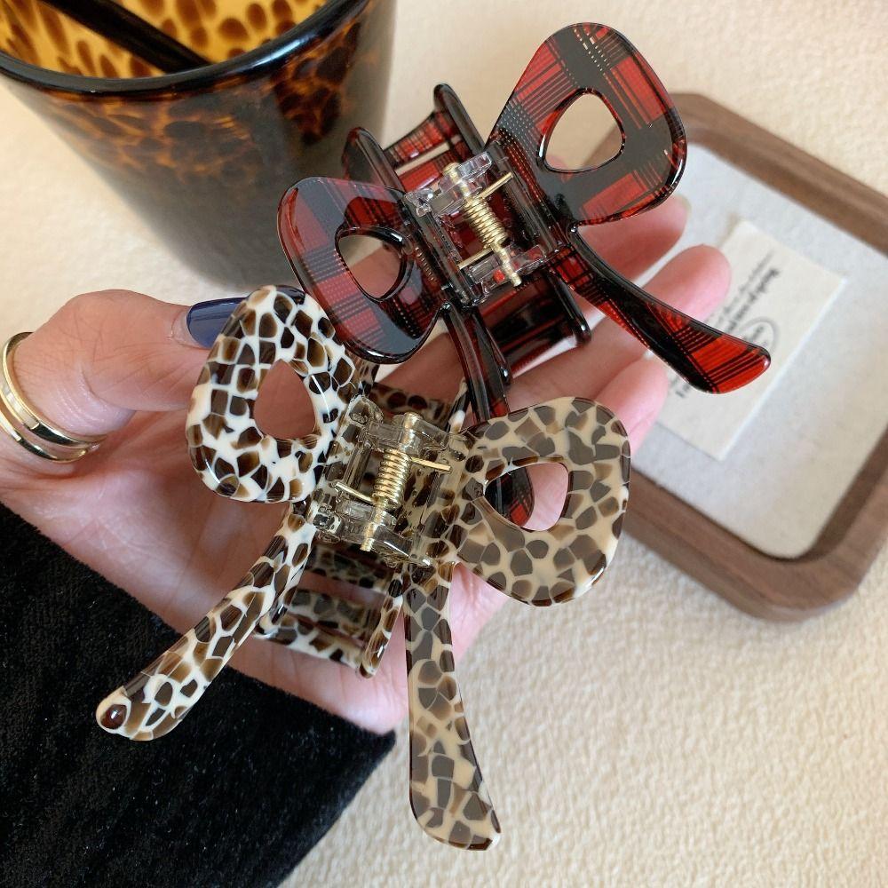 

Plaid Acetic Acid Bow Hair Claw Bownot Small Shark Clip Personalized Butterfly Hair Clip Daily