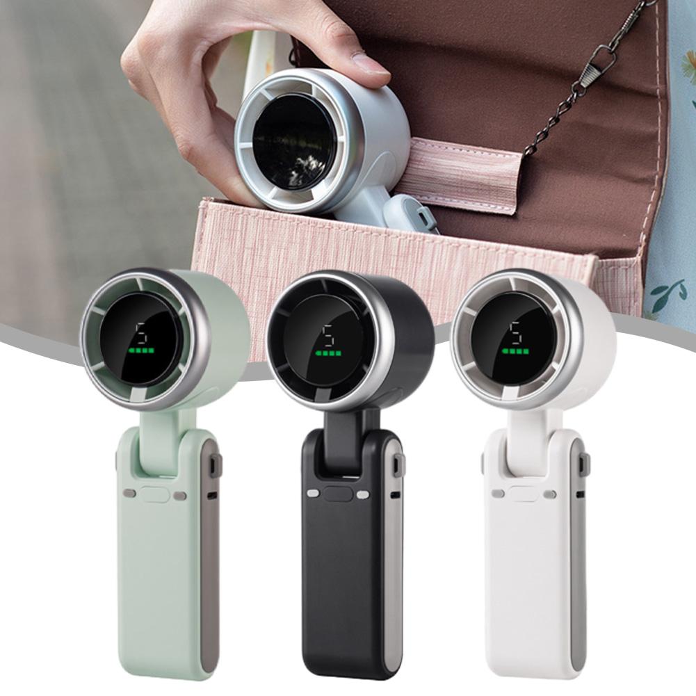 2025 Handheld Mini Fan Foldable Portable Hanging Fans New Portable And Desktop Fan LED Digital Display 180° Adjustable