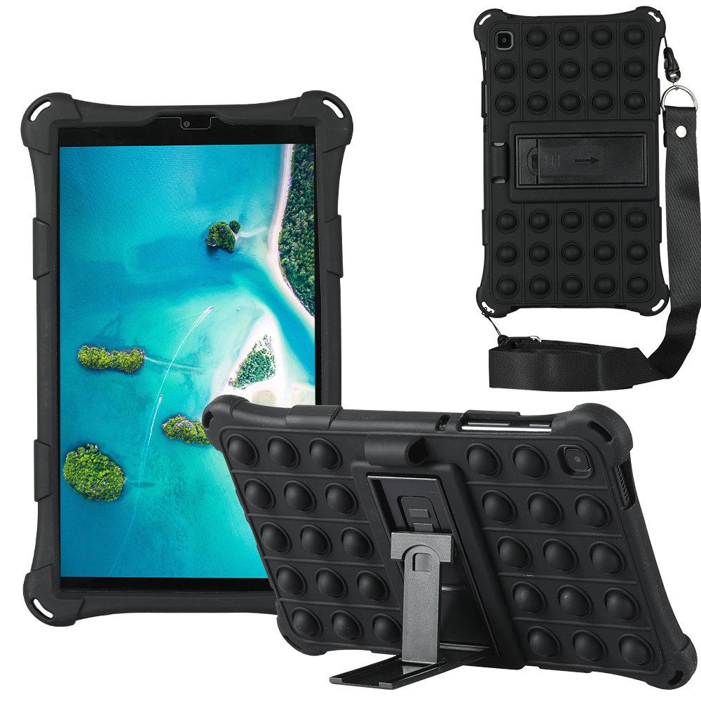 

Soft Silicone Stand Case for Samsung Galaxy Tab A7 Lite SM-T220 SM-T225 8.7 2025 Shockproof Kids Safe Cover With Strap Pen A7Lite 8.7 T220 T225 чорний