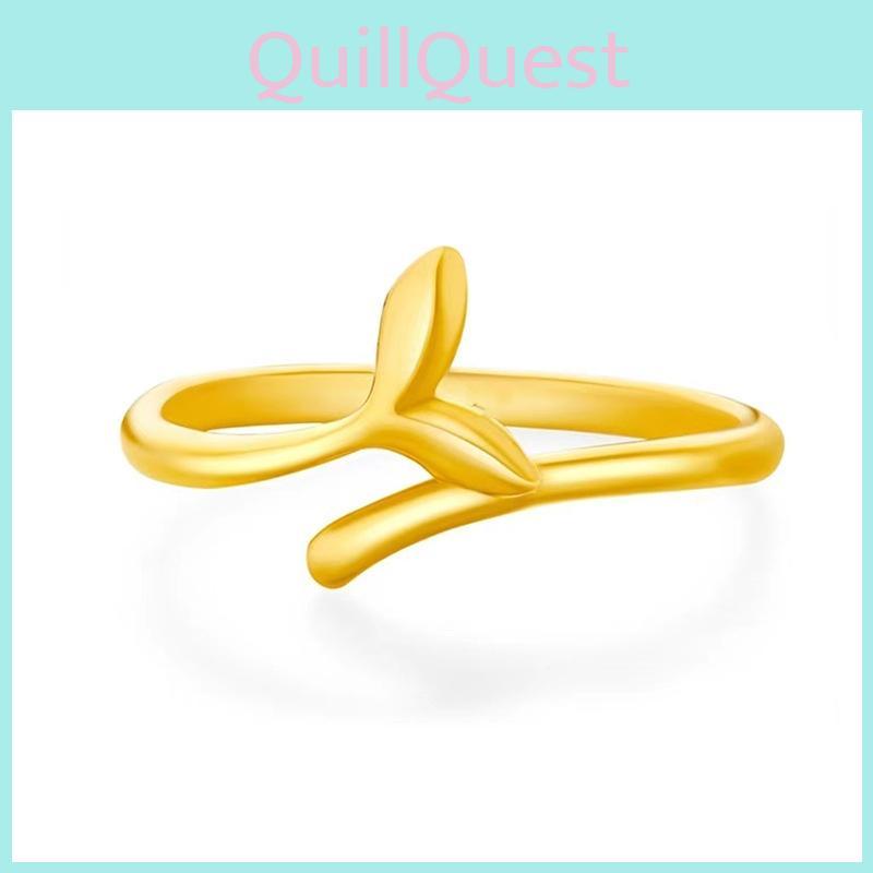 Charming Fish Tail Ring For Ladies Unique Copper Jewelry Gift For Couples Adjustable Size