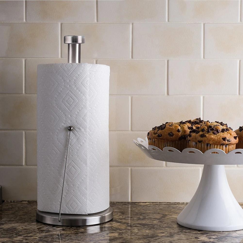 Standing Toilet Paper Holder with Round Base Roll Paper Towel Rack Toilet Paper Dispenser for Kitchen Storage Organisation