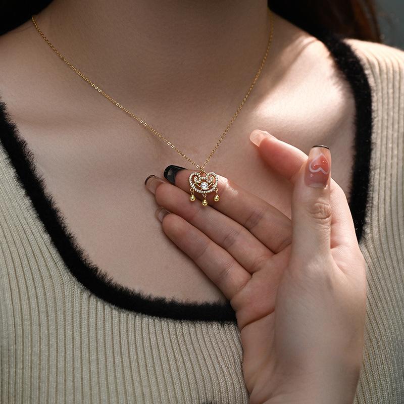 Colier Zircon Lacăt Ruyi, Lux Lejer, Calitate Superioară, Stil Chinezesc, Lanț Claviculă Chinezesc Nou, Femeie