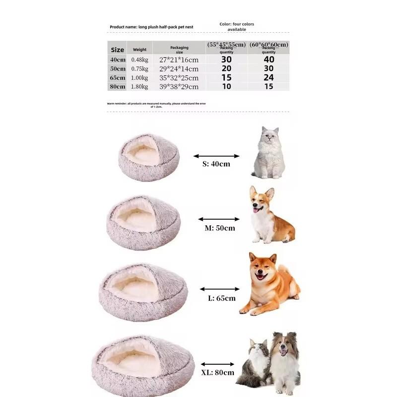 Winter Warmth Soft Fleece Lined Semi-Enclosed Plush Pet Nest for Cats
