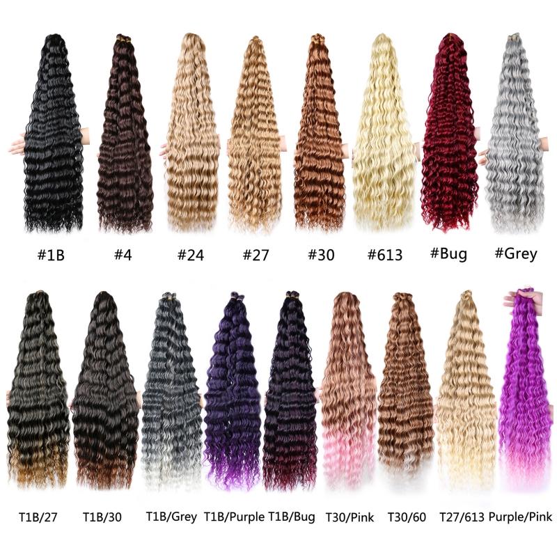 30Inch Syntheitc Pre Stretched Long Deep Wave Curly Braiding Hair Extensions Ocean Wave Crochet Hair for Women