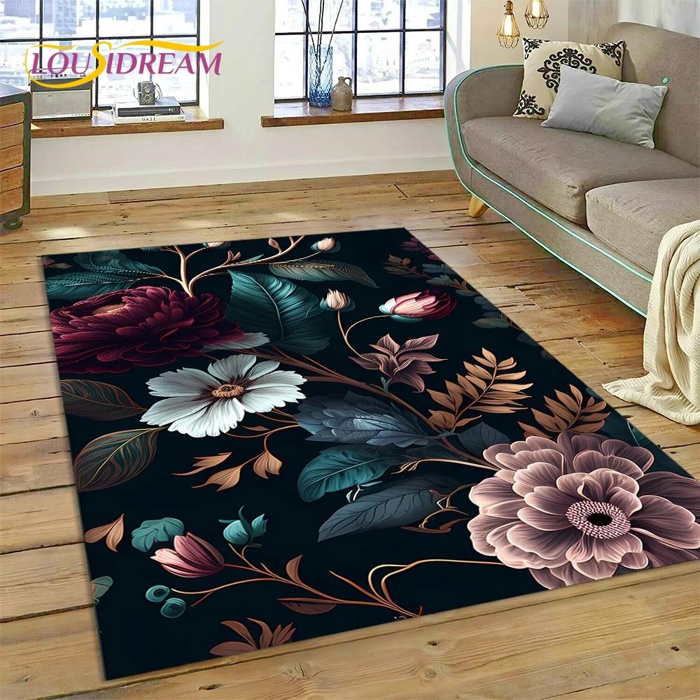 3D Dream Sun Flowers Nordic Daisy Rug Carpet for Living Room Bedroom Home Decor,Non-slip Decoration for Sofa Doormat Gifts Kid