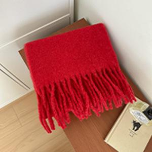 Korean Version Atmosphere Solid Color Scarf Unisex Autumn and Winter Scarf Manufacturer Wholesale Warm Thickened Thick Tassel