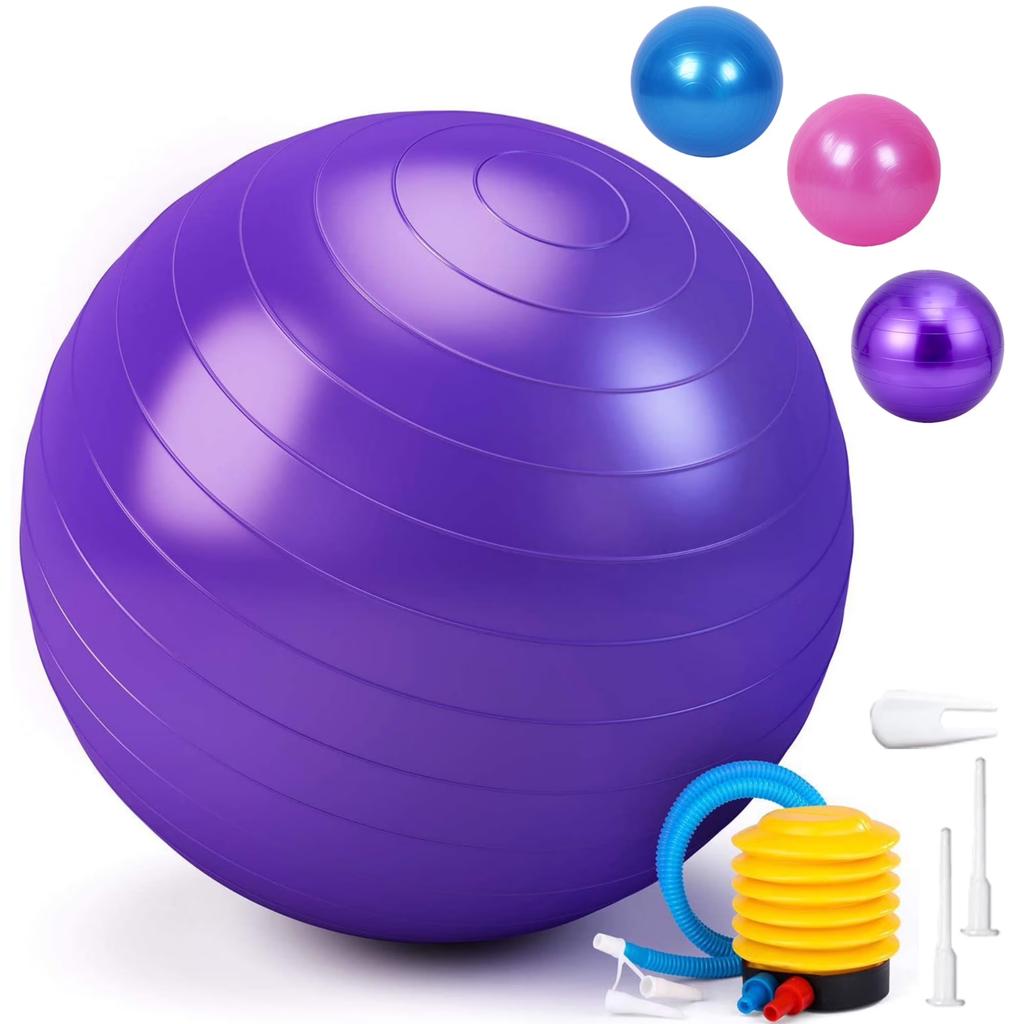 PVC Yoga Ball for Adults Fitness Exercise and Massage Anti-Burst Durable Non-Slip Surface for Home Gym and Physical Therapy Use