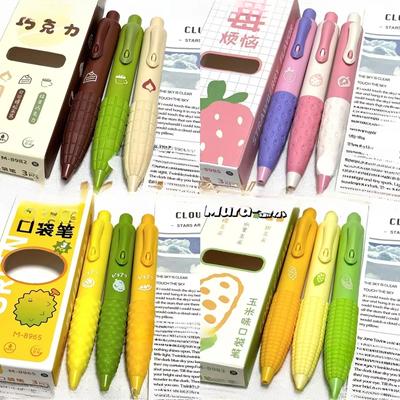 3 Adet/kutu Yaratıcı Gıda Kokusu Pres Jel Kalem 0.5mm Hızlı Kuruyan Sınav Notları Yazma Kalemi Çocuk Hediye Kırtasiye Okul Malzemeleri