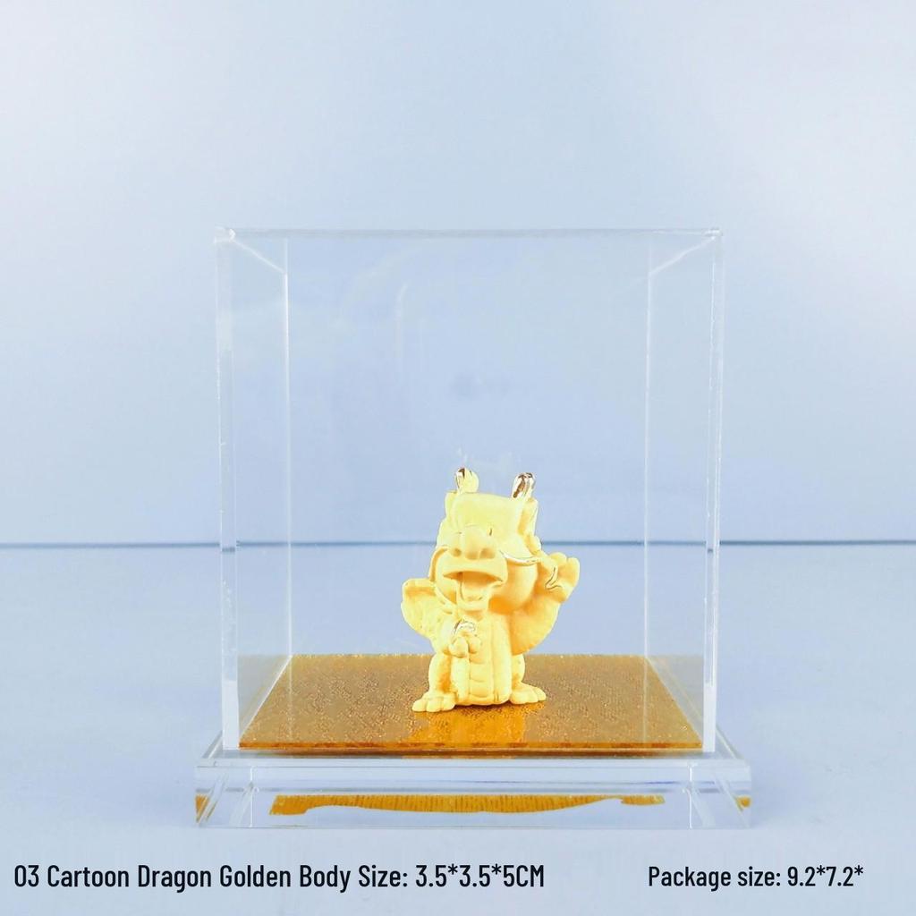 Flocked Gold Dragon Zodiac Ornament for Year of the Dragon - Wealth-Attracting Decoration and Business Gift