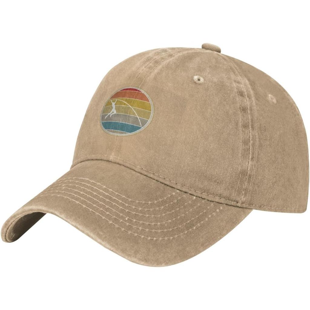 Retro Pole Vault Baseball Cap Washed Cotton Low Profile Sun Hat for Unisex Adults