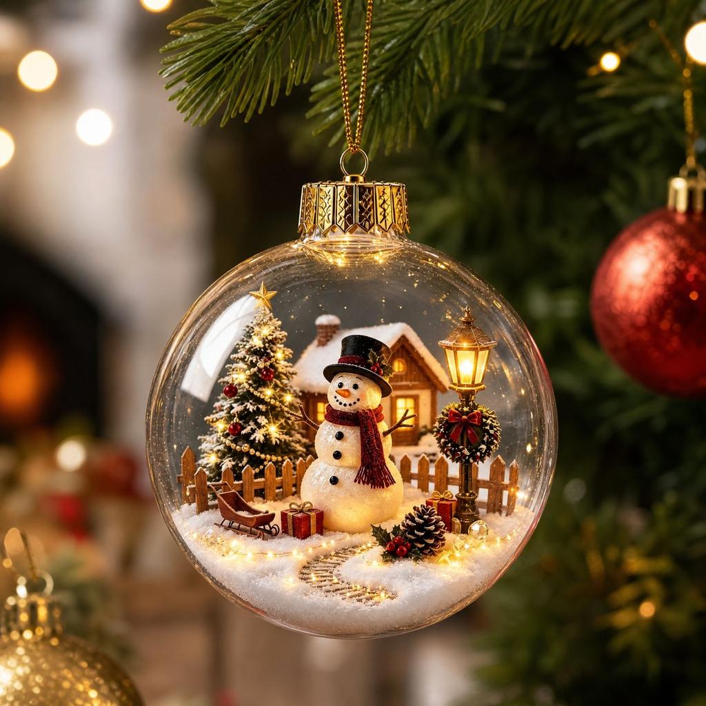 Sports Ball Christmas Tree Ornaments Set Plastic Clear Hanging Balls Holiday Party Decor