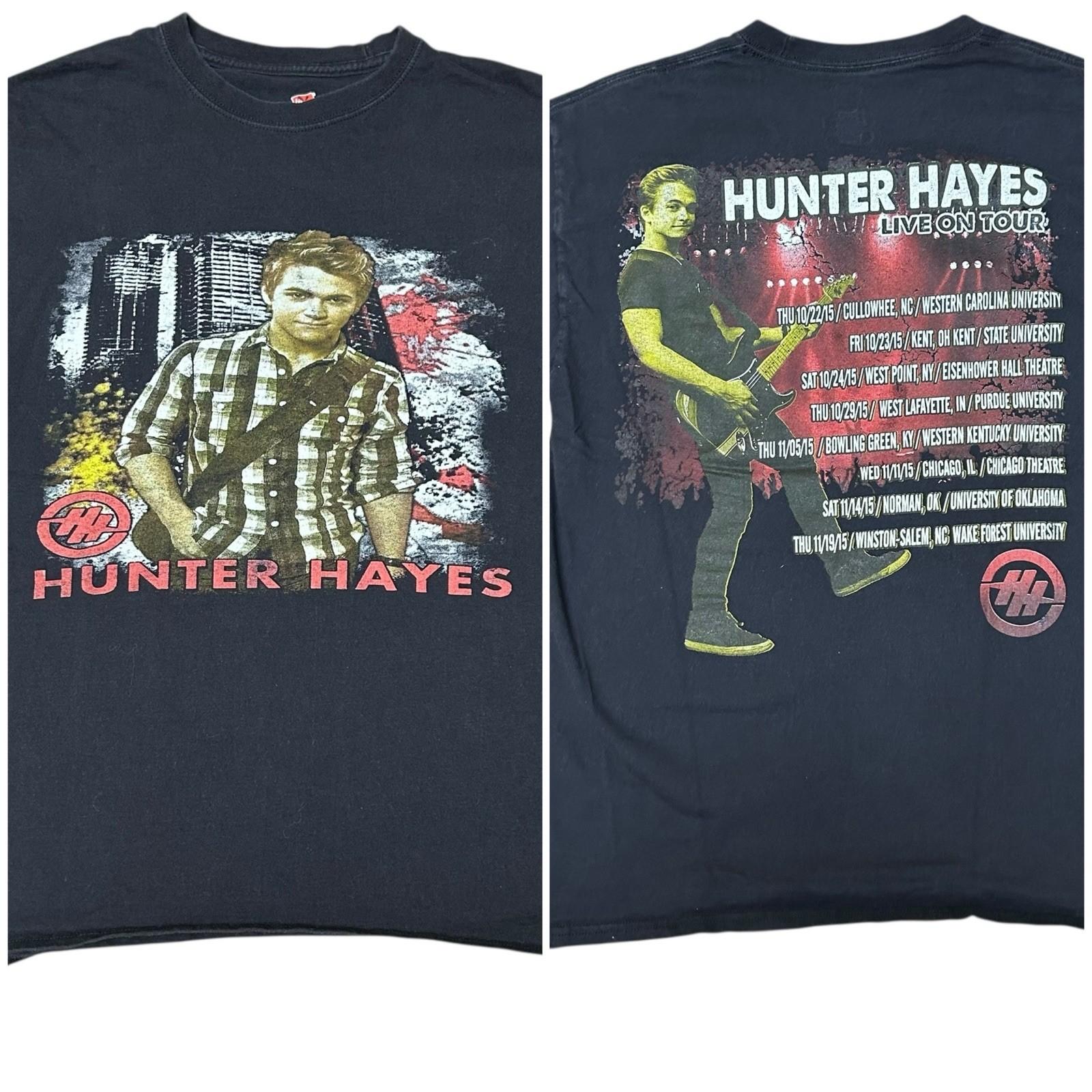 Hunter Hayes 2015 Tour T Shirt Music Band Double Sided Size Medium Black Unisex T-Shirt L