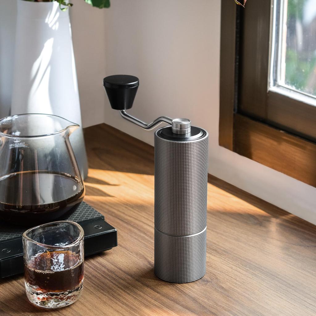 TIMEMORE C2 Manual Coffee 36 Adjustable Grit Easy to Stainless Gray Grinder, Levels, Lightweight, Portable, Clean, Steel, (Brush Included)