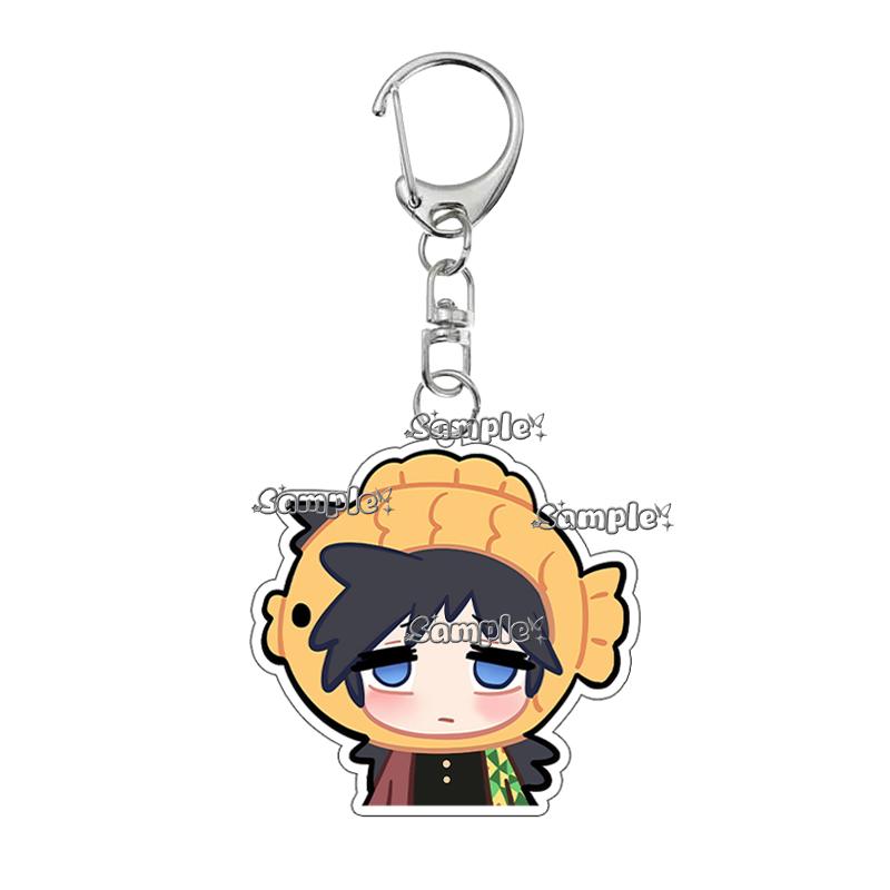 Q Version Anime Acrylic Agatsuma Zenitsu Tsuyuri Kanawo Kochou Tanjiro Nezuko Cartoon Kawaii Keychain Pendant Decor Fans Gifts