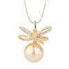 Jewelry Copper Bottom Gold-Plated Inlaid Light Gold Beads Bow Diamond-Set Female 14Mm