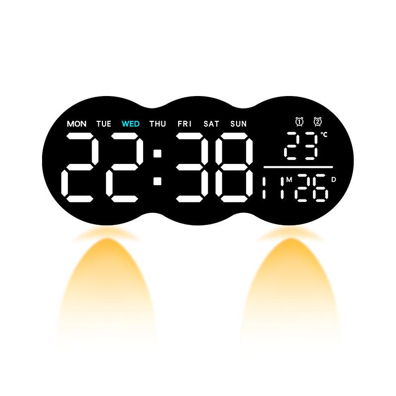 New Living Room Wall Clock Digital LED Electronic Clock with Lighting Multi-function Alarm Clock Temperature with Remote Control 2808