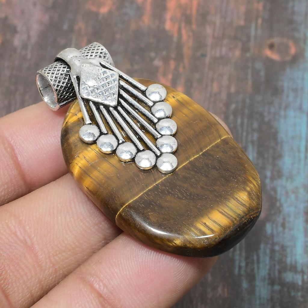 Tiger Eye Gemstone Handmade Jewelry 925 Sterling Silver Pendant